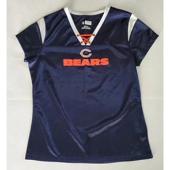 Women's SZ‎ Large Fitted CHICAGO BEARS Jersey-Style Tee - Picture 1 of 6